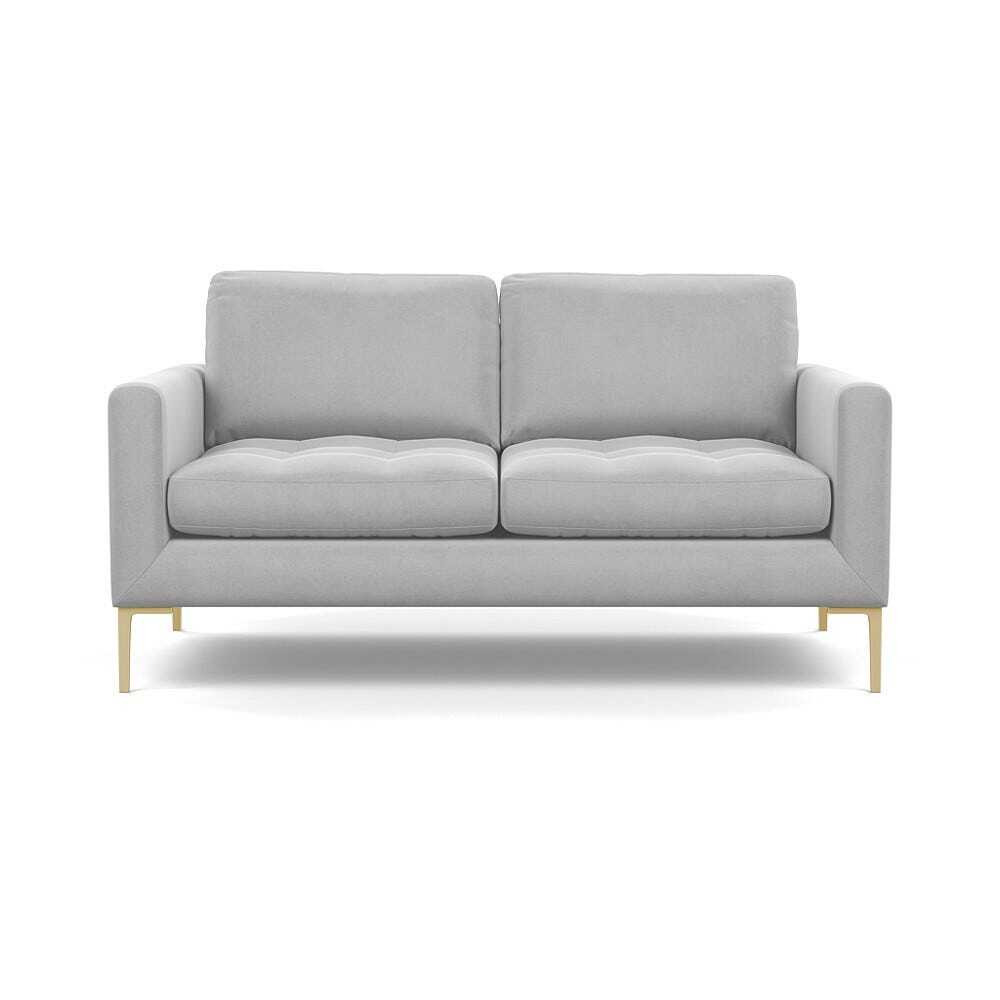 Heal's Eton 2 Seater Sofa Velvet Platinum Brass Feet Heal's UK Furniture by Heal's