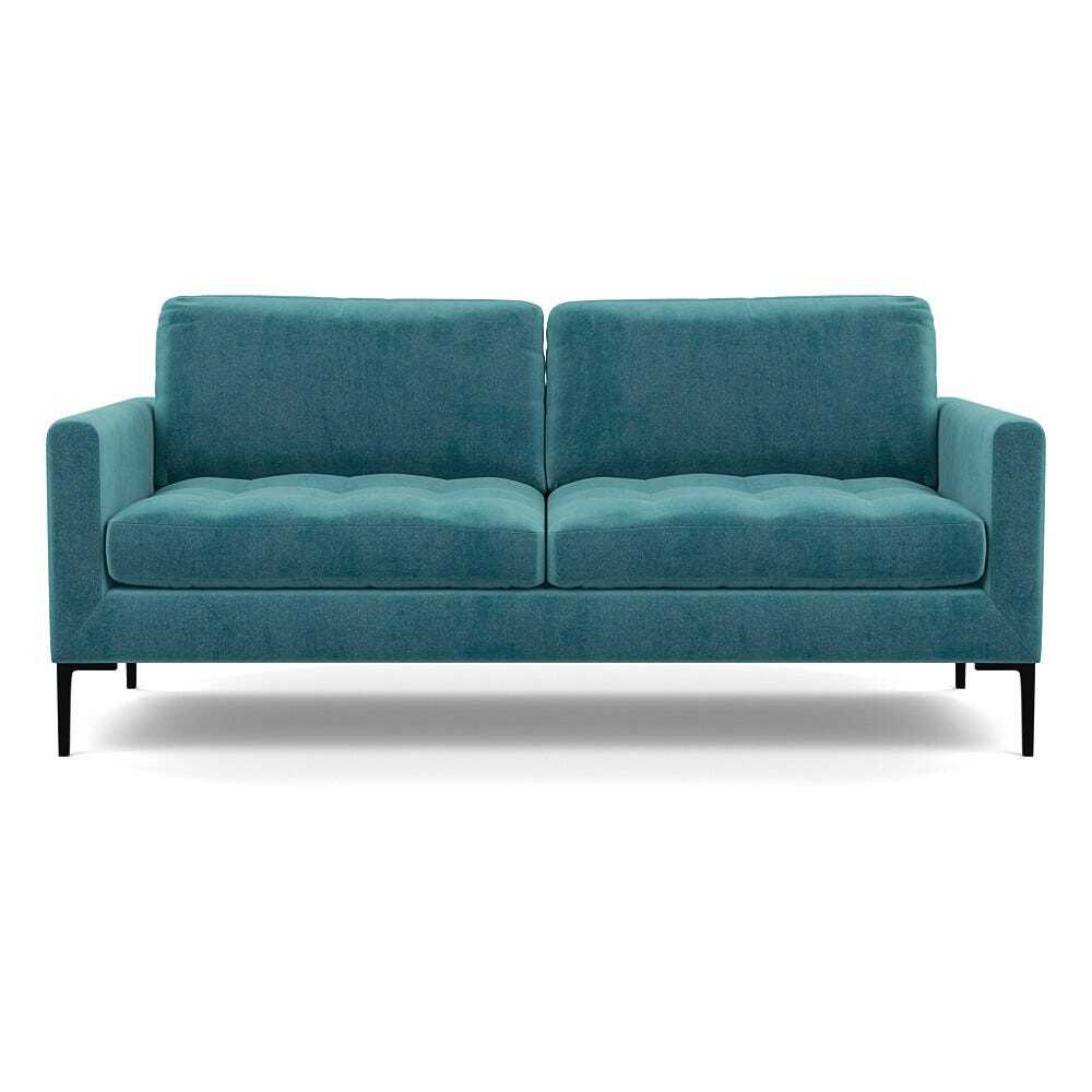 Heal's Eton 3 Seater Sofa Smart Luxe Velvet Airforce Blue Black Feet