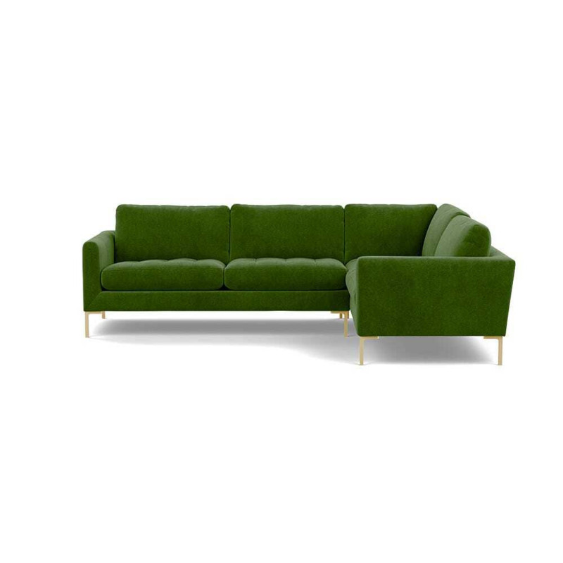 Heal's Eton Right Hand Facing Corner Sofa Smart Luxe Velvet Grass Brass