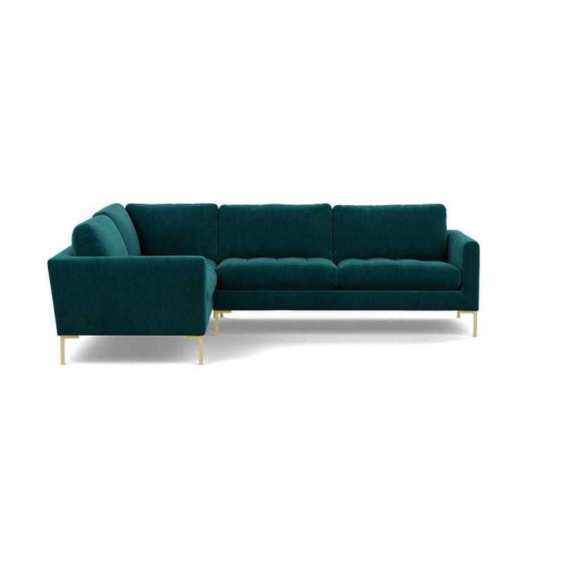 Heal's Eton Left Hand Facing Corner Sofa Smart Luxe Velvet Ocean Brass
