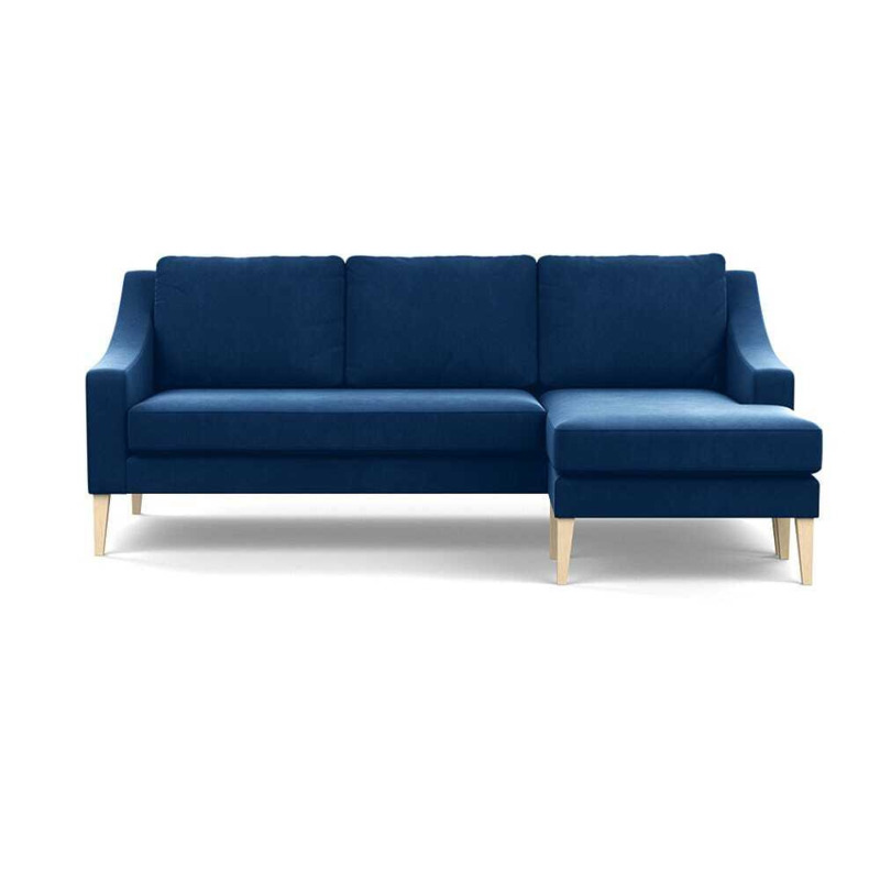 Heal's Richmond Corner Chaise Sofa Velvet Petrol Natural Ash Feet