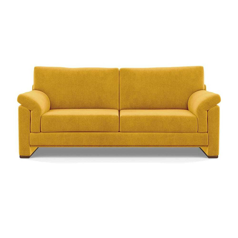 Heal's Paris II 3 Seater Sofa Smart Luxe Velvet Canary Walnut Stained