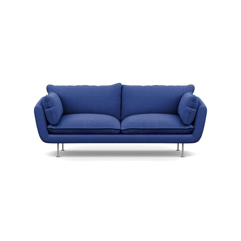 Heal's Allora 3 Seater Sofa Brushed Cotton Cobalt Stainless Steel Feet