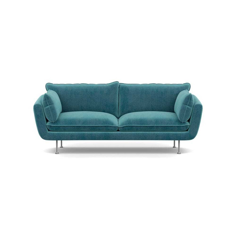 Heal's Allora 3 Seater Sofa Smart Luxe Velvet Airforce Blue Stainless