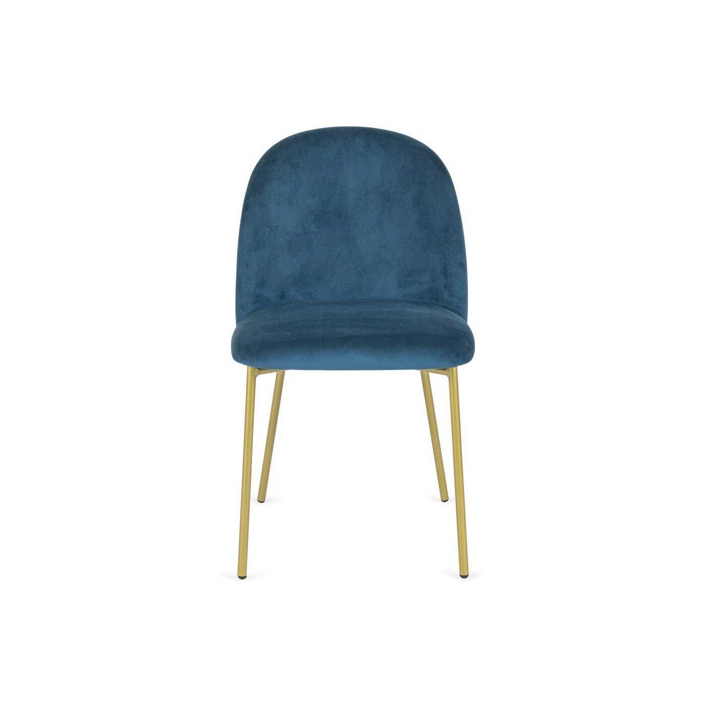 Heal's Set of Two Daliah Velvet Dining Chairs Ocean Blue Brass Legs by