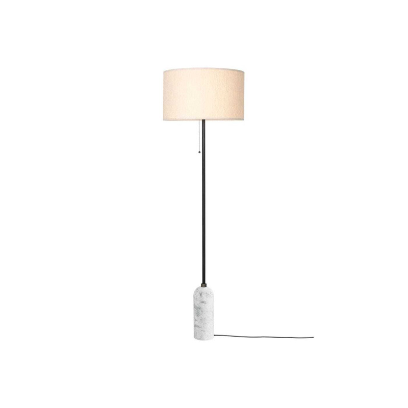 Gubi Gravity Floor Lamp White Marble Base Canvas Shade Heal's UK