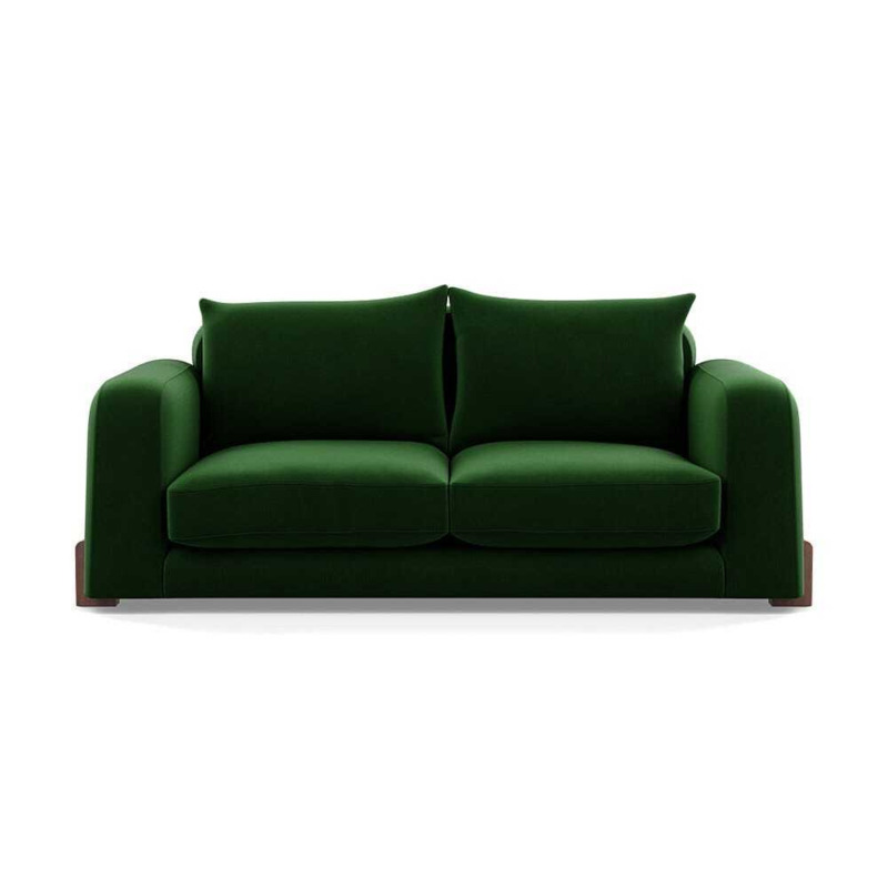 Heal's Nuvola 2 Seater Sofa Smart Velvet Forest Walnut Stained Feet by