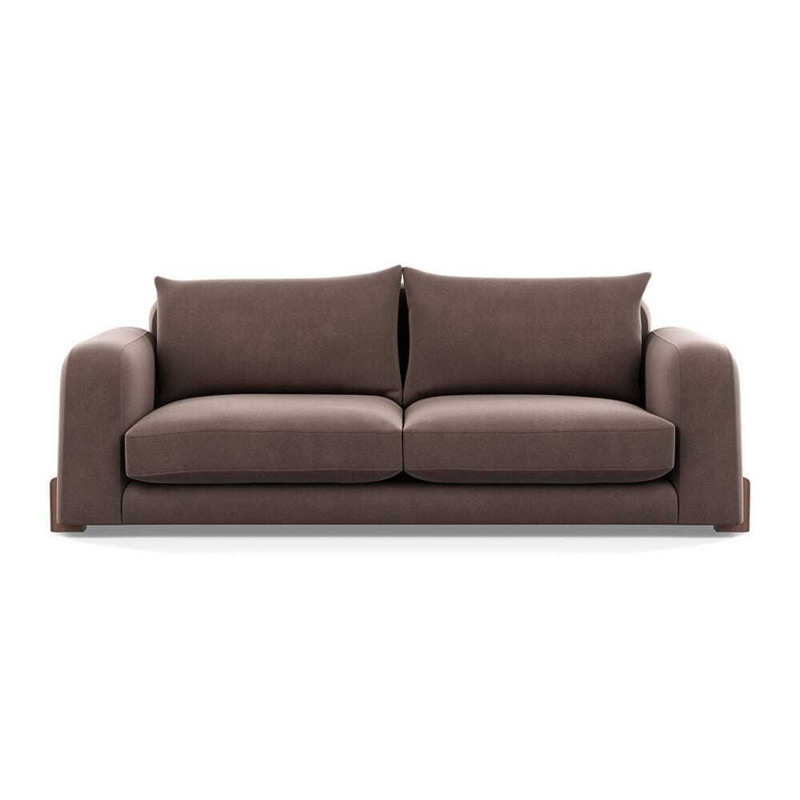 Heal's Nuvola 4 Seater Sofa Smart Velvet Mouse Walnut Stained Feet by