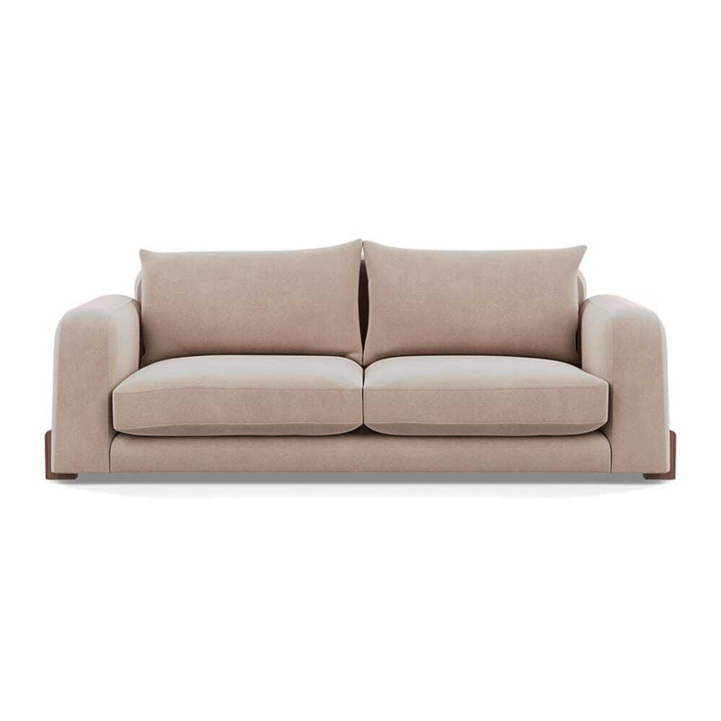 Heal's Nuvola 4 Seater Sofa Smart Velvet Pebble Walnut Stained Feet by