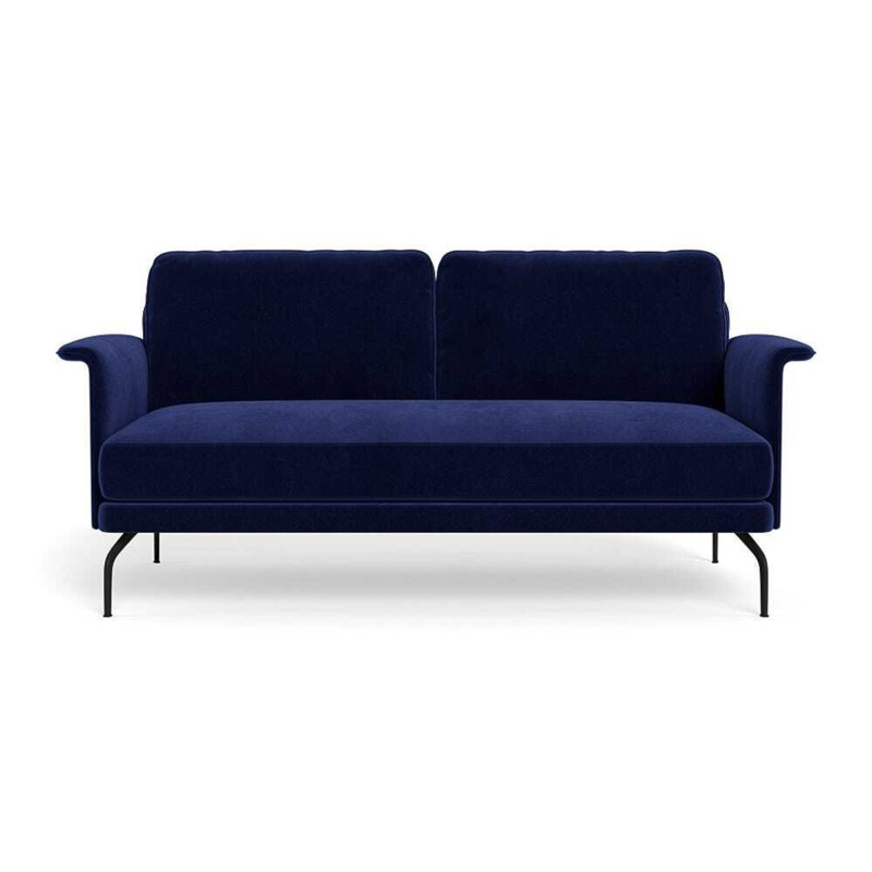 Heal's Iver 2 Seater Sofa Smart Luxe Velvet Midnight Black Feet by Heal