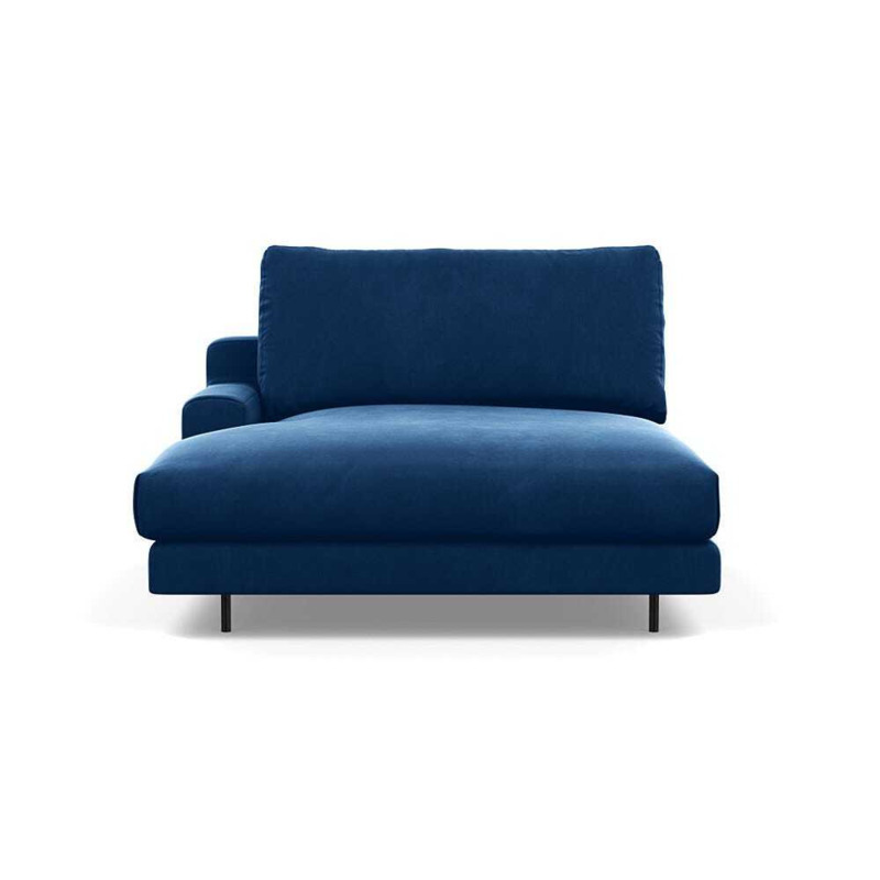 Heal's Orso Left Hand Facing Wide Chaise Unit High Back Velvet Petrol