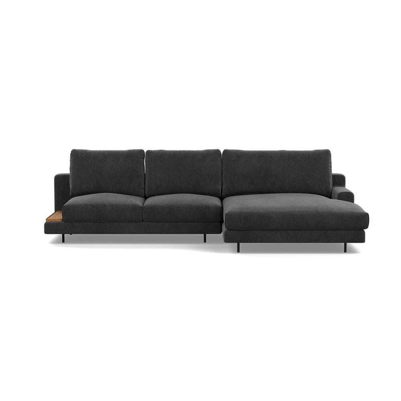 Heal's Orso Right Hand Facing Corner Sofa With Tray High Back Smart Luxe Velvet Nickel Black