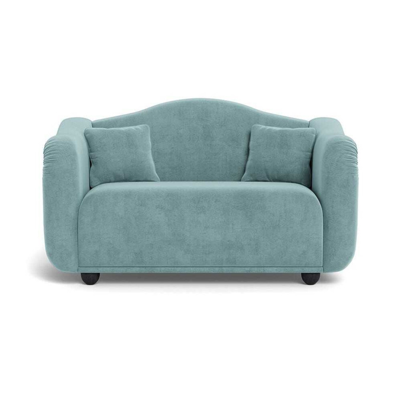 Heal's Tetbury 2 Seater Sofa Smart Luxe Velvet Mineral Blue Black Feet