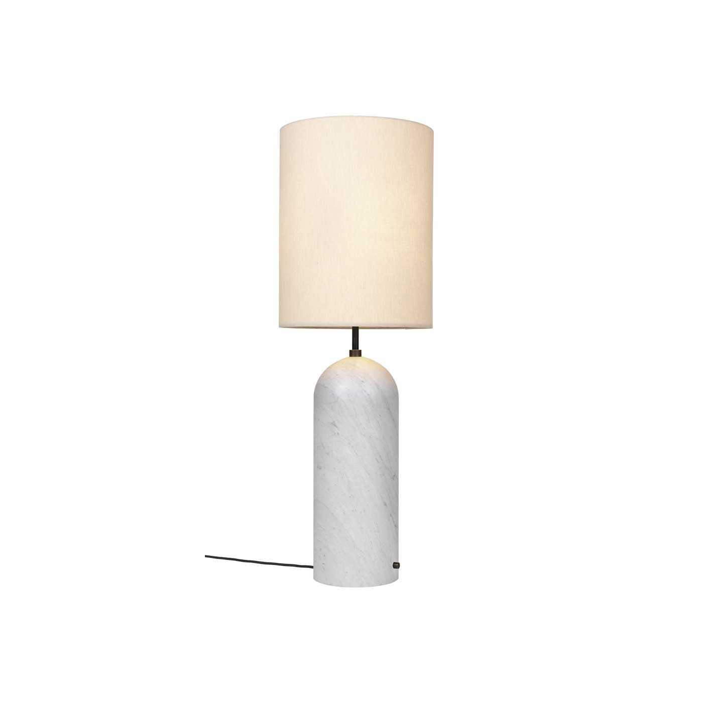 Gubi Fol19 Gravity Floor Lamp XL High White Marble Base Canvas Shade by