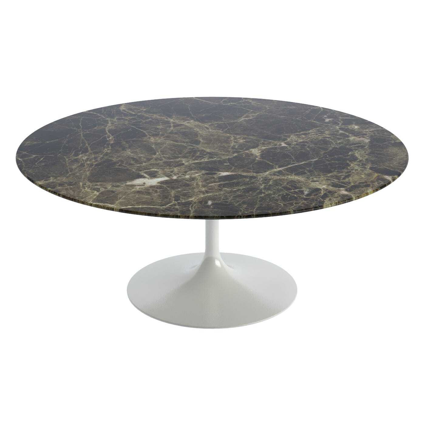 Knoll Saarinen Coffee Table with White Base in Brown Emperador 91cm by ...