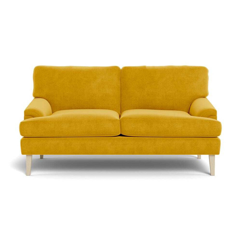 Heal's Stanton 2 Seater Sofa Smart Luxe Velvet Canary Natural Feet