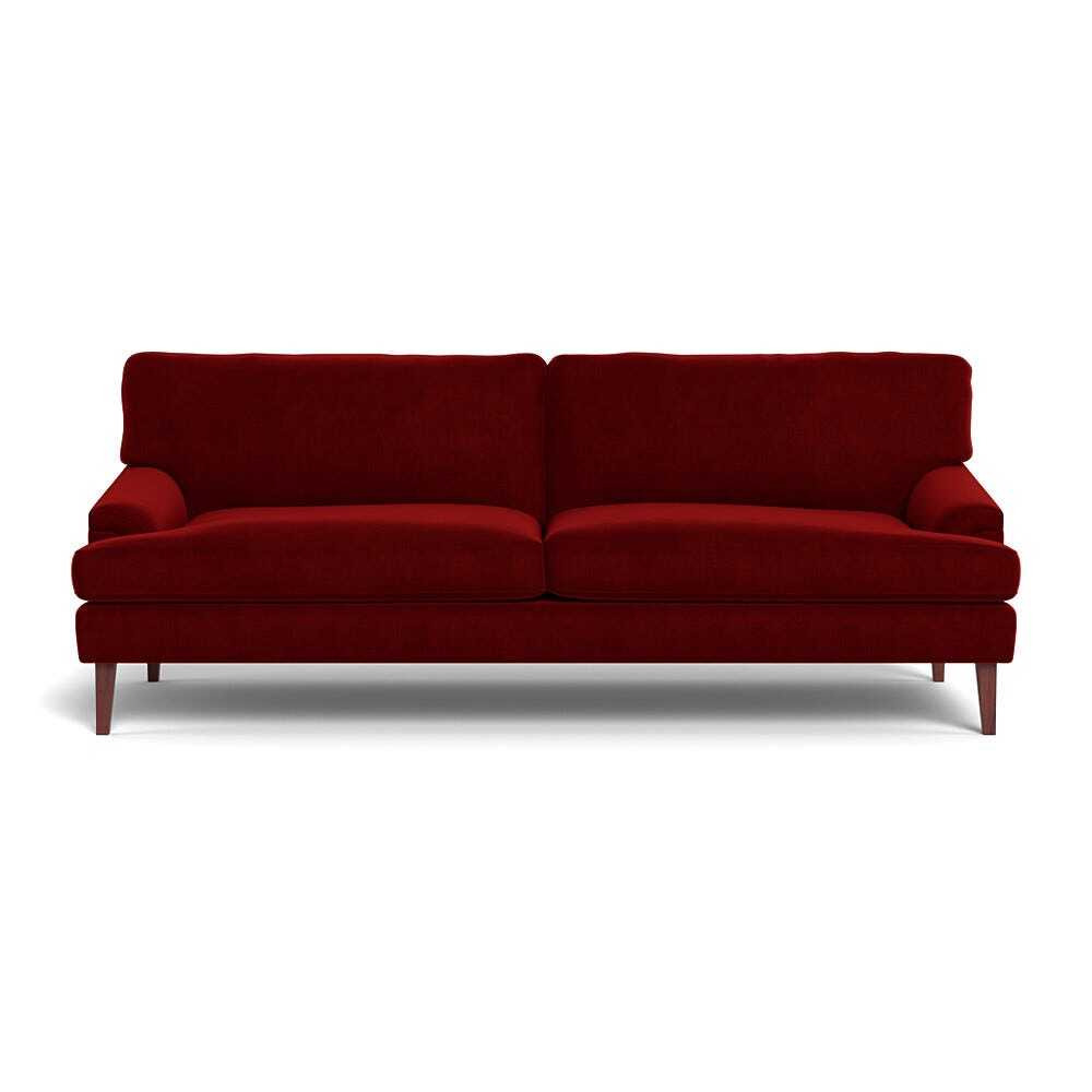 Heal's Stanton 4 Seater Sofa Smart Luxe Velvet Mulberry Walnut Stained