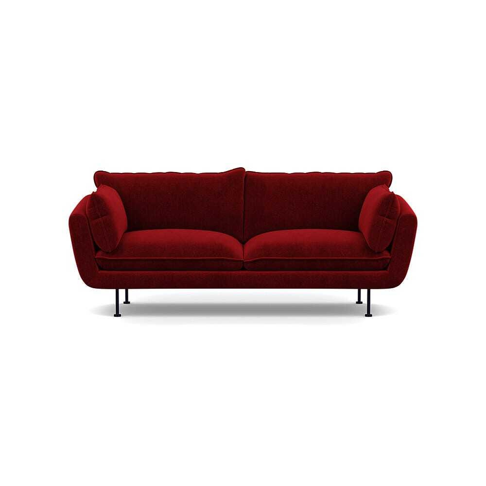 Heal's Allora 3 Seater Sofa Smart Luxe Velvet Mulberry Black Feet by