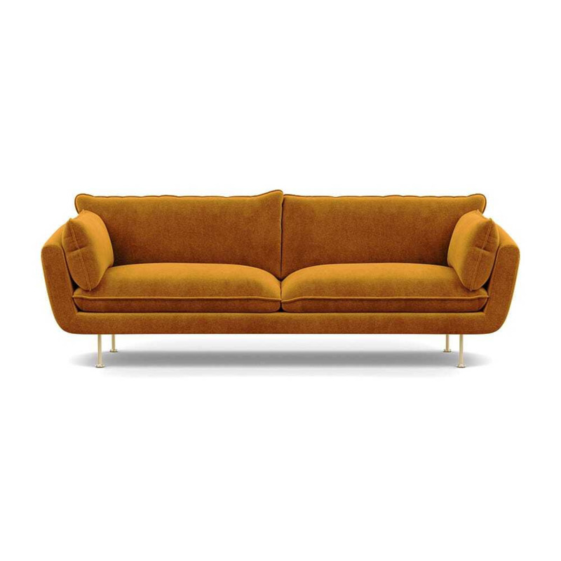 Heal's Allora 4 Seater Sofa Smart Luxe Velvet Cognac Brass Feet by Heal