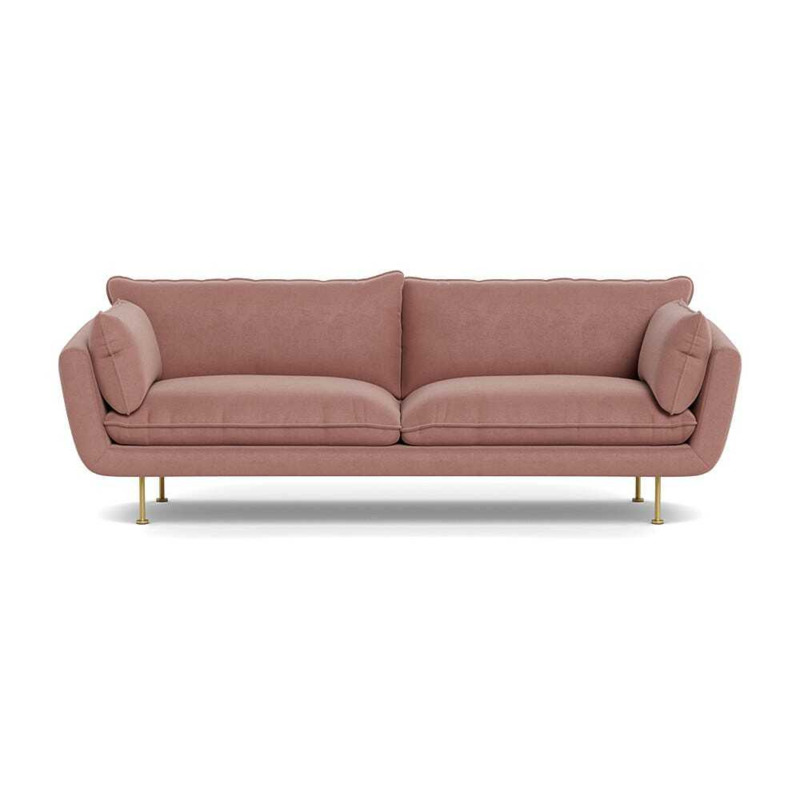 Heal's Allora 4 Seater Sofa Smart Luxe Velvet Dusky Pink Brass Feet by