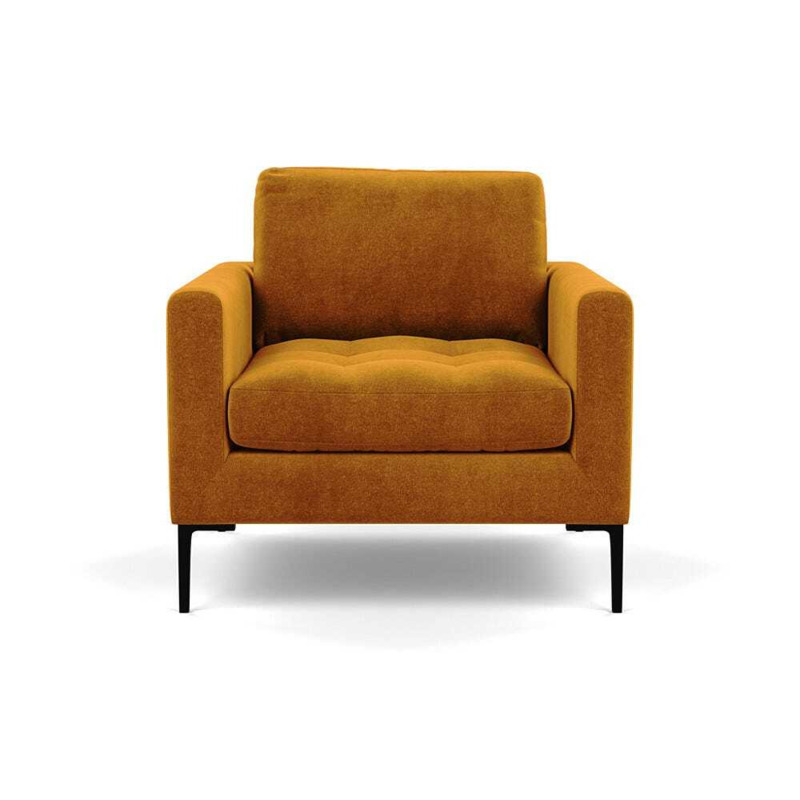 Heal's Eton Armchair Smart Luxe Velvet Cognac Black Feet by Heal's