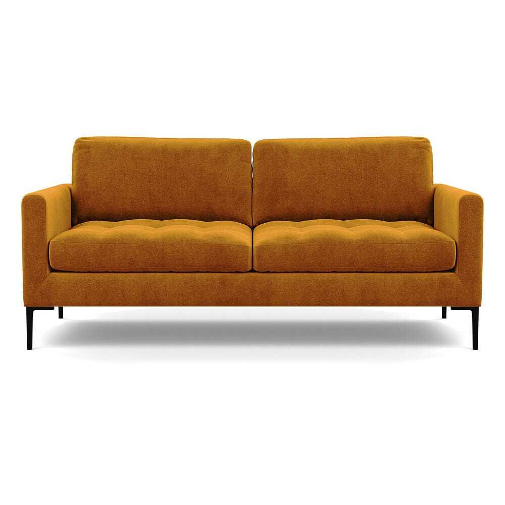 Heal's Eton 3 Seater Sofa Smart Luxe Velvet Cognac Black Feet by Heal's