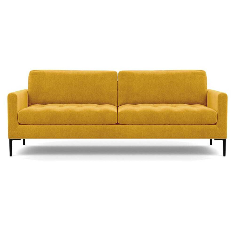 Heal's Eton 4 Seater Sofa Smart Luxe Velvet Canary Black Feet Heal's