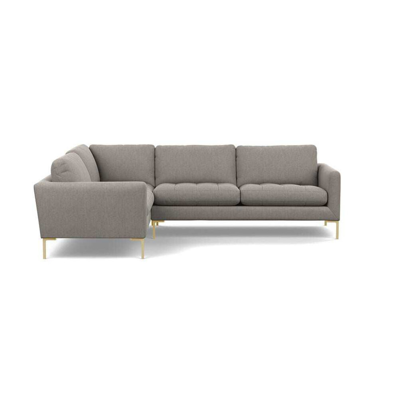 Heal's Eton Left Hand Facing Corner Sofa Broad Weave Pebble Brass Feet