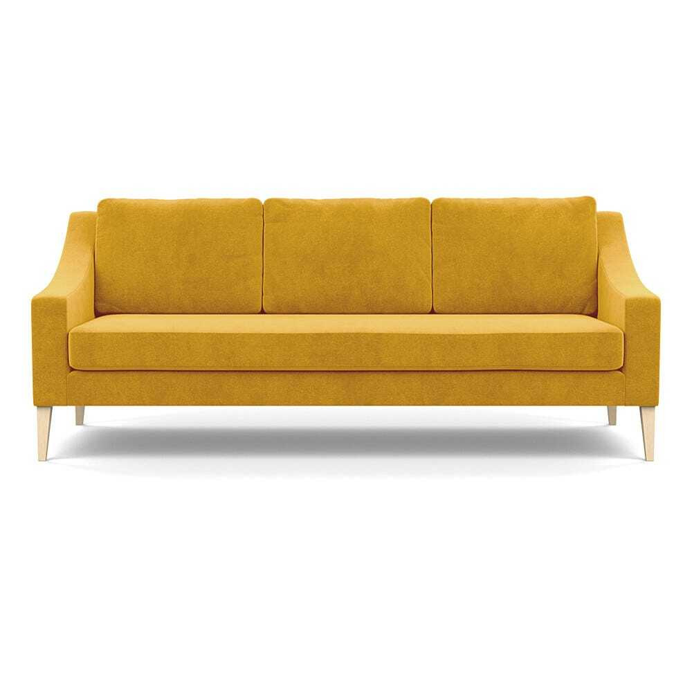 Heal's Richmond 4 Seater Sofa Smart Luxe Velvet Canary Natural Ash Feet