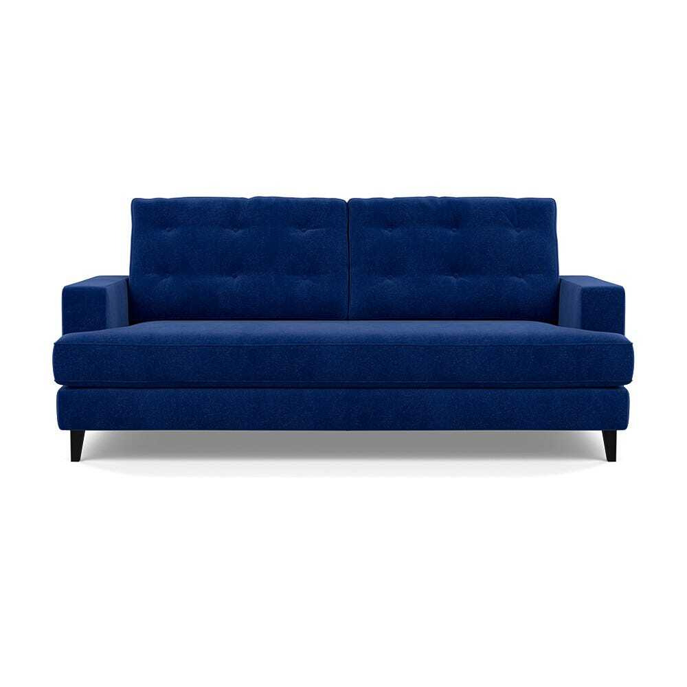Heal's Mistral 3 Seater Sofa Smart Luxe Velvet Azure Black Feet by Heal