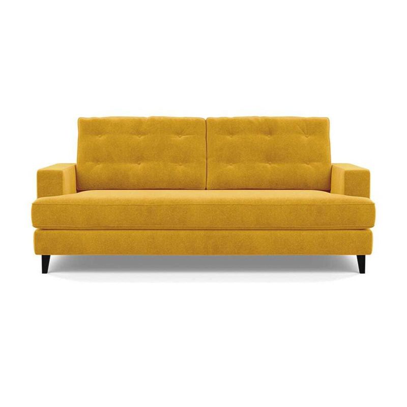Heal's Mistral 3 Seater Sofa Smart Luxe Velvet Canary Black Feet by