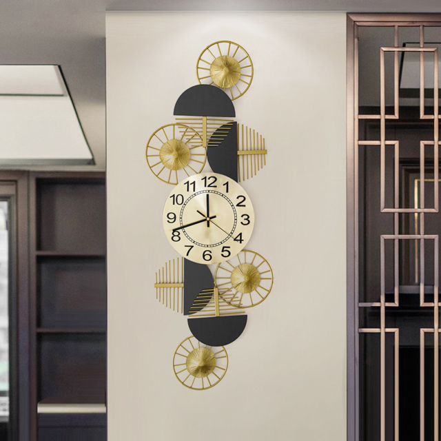 Black & Gold Luxury Fashion Artistic Home Large Metal Wall Clock Decor ...