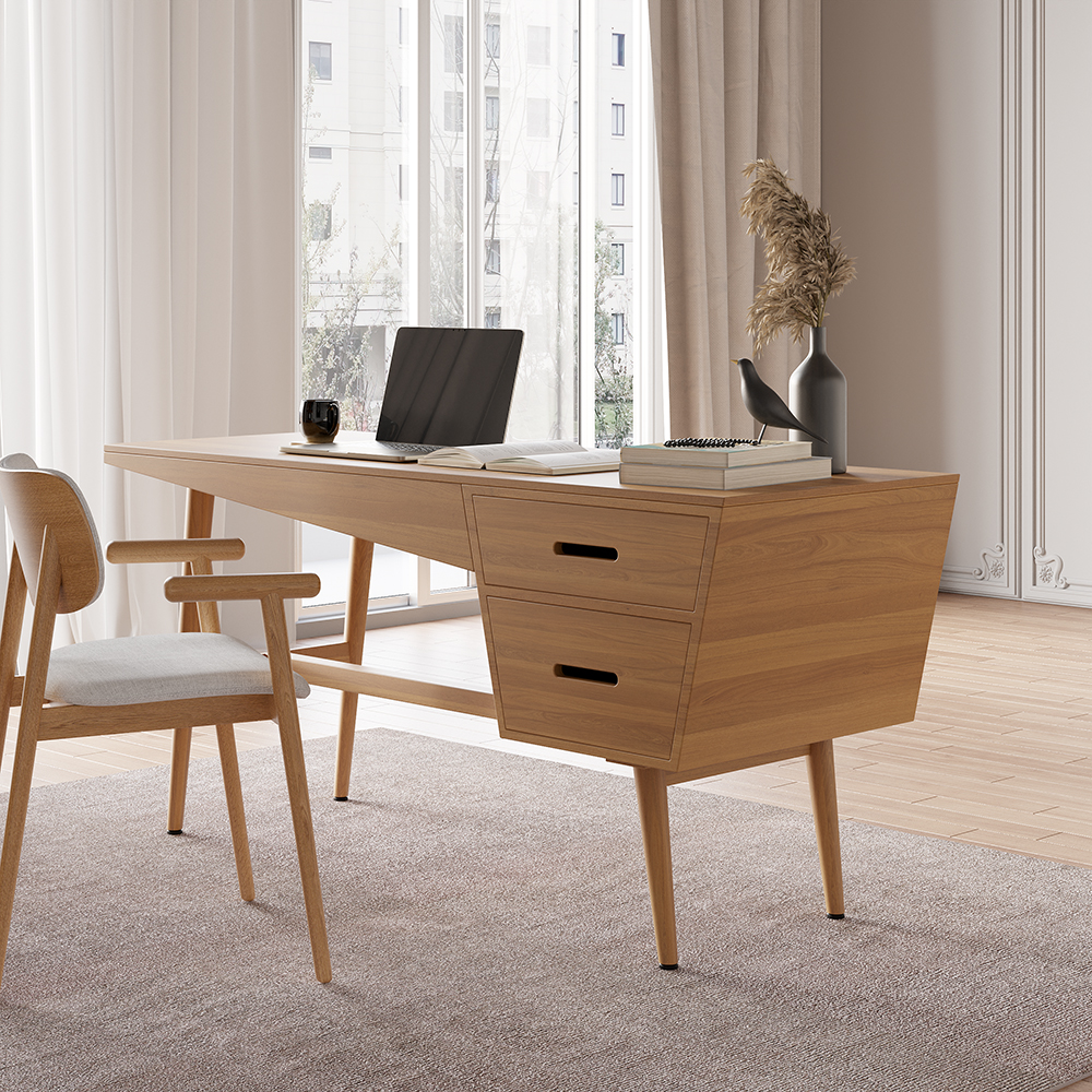 Mid Centurv Modern デスク 1500mm Mid Century Modern Natural Writing Desk Wood Computer Desk