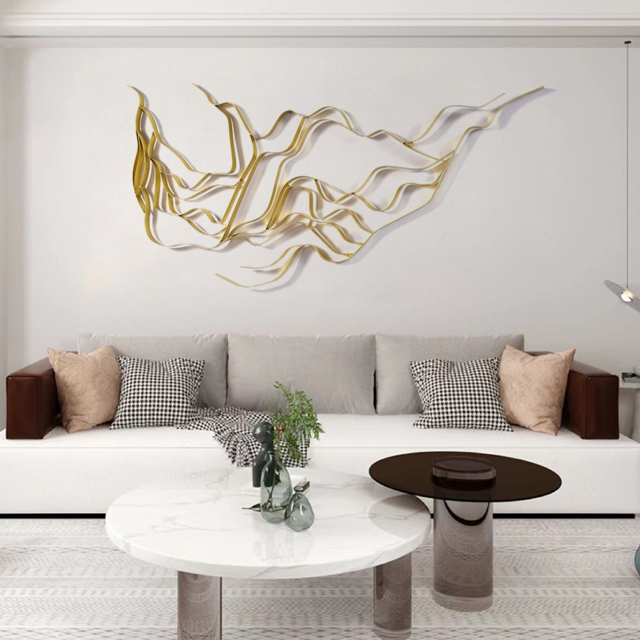 Luxury Abstract Wavy Lines Wall Decor Irregular Metal Wall Art in Gold ...