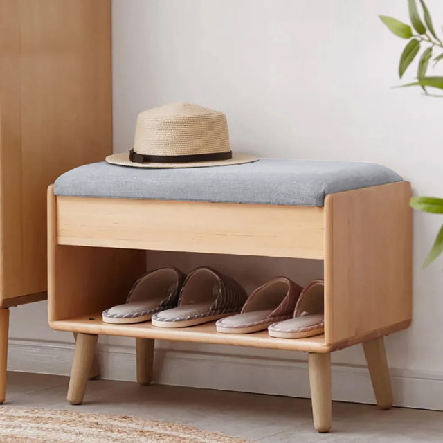 600mm Modern Upholstered Grey Shoe Rack Flip-Top Entryway Bench with ...