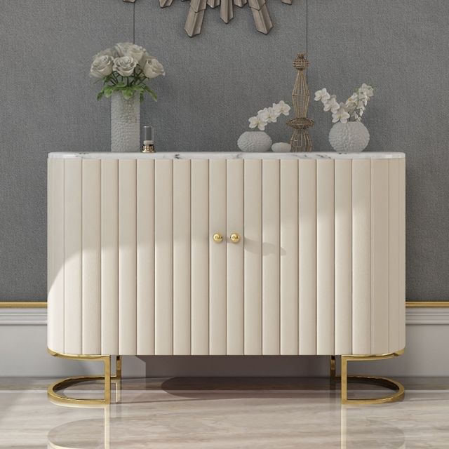 Computer Buffee Pu Epaule Off White Modern Sideboard Buffet PU Leather Sideboard Cabinet ...