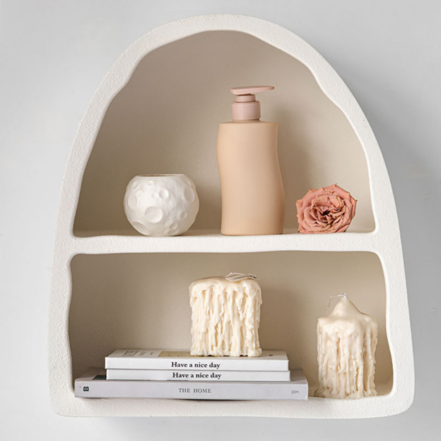 Codiys Art Deco White Arched Wall Mounted Shelf Wood Floating Shelf ...