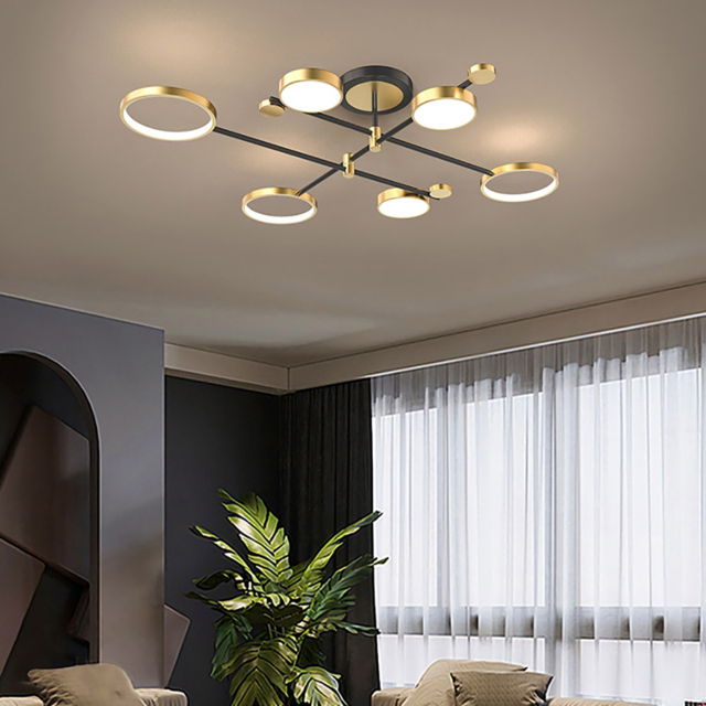 Modern Gold Semi Flush Mount Light LED Ring Ceiling Light by Homary ...