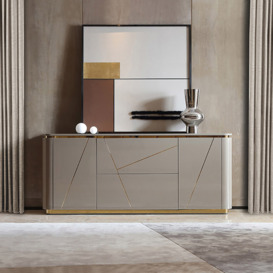 Janice Grey Sideboard Buffet with Drawer & Shelves Gold Sideboard Cabinet