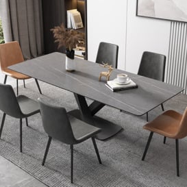 1200mm Modern Rectangle Stone Top Dining Table with Carbon Steel Base