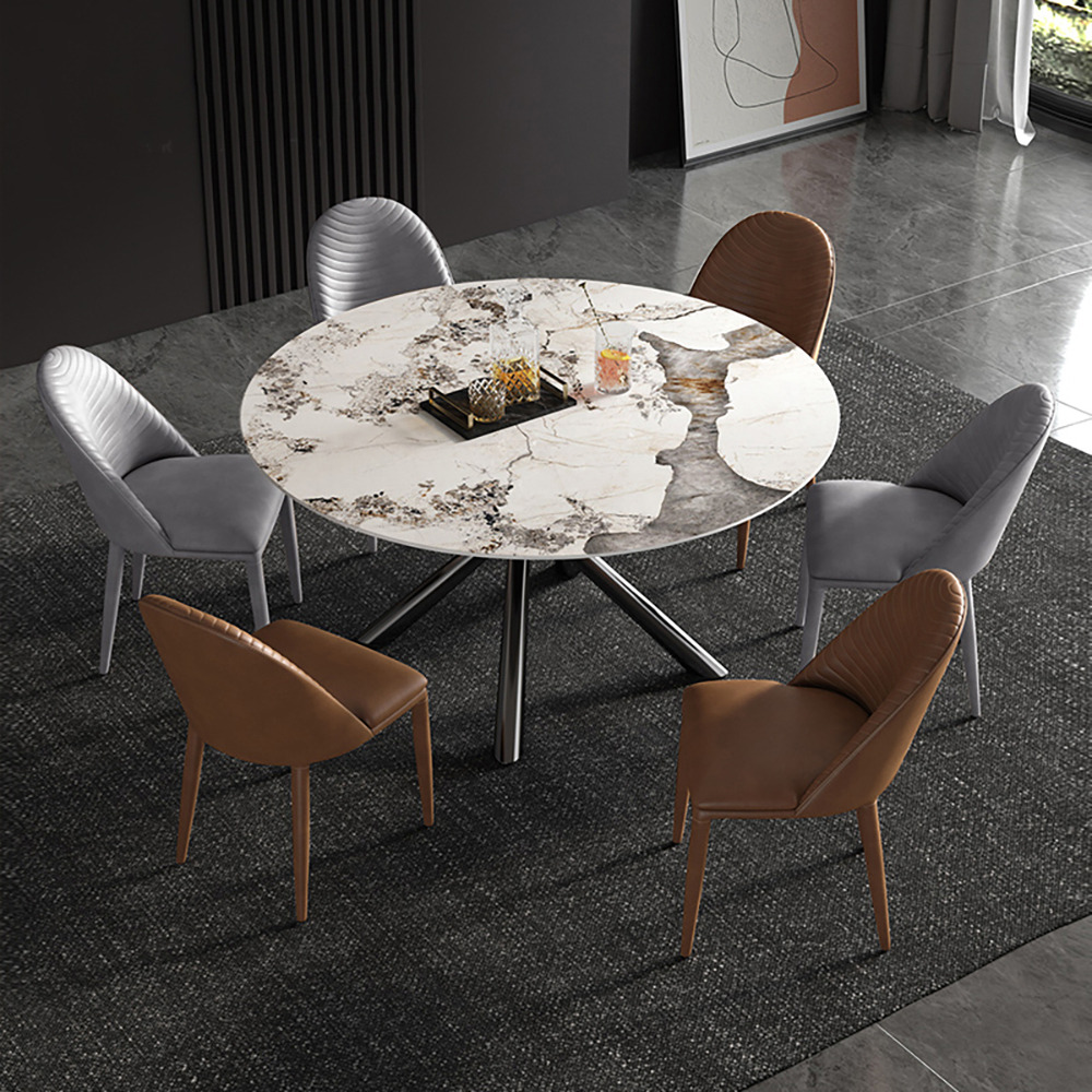 1350mm Modern Round Dining Table Faux Marble Tabletop for 6 Person by ...