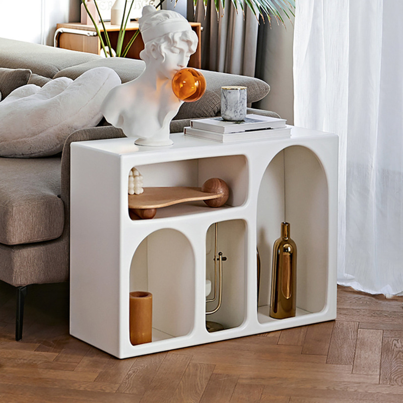 White Rectangle End Table Modern Sofa Side Table for Living Room by