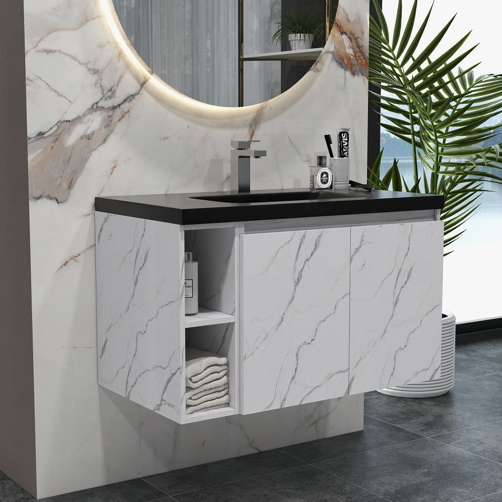 700mm Faux Marble WallHung Bathroom Vanity with Top Stone Slate