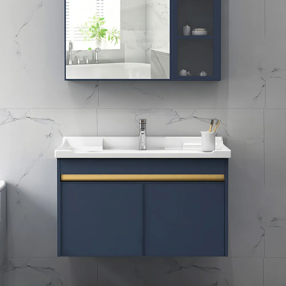 600mm Modern Floating Blue Bathroom Vanity with Basin by Homary