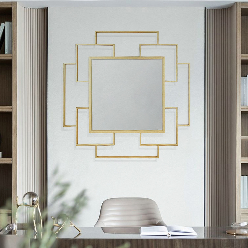Luxury Geometric Overlapping Gold Metal Wall Mirror Home Decor by