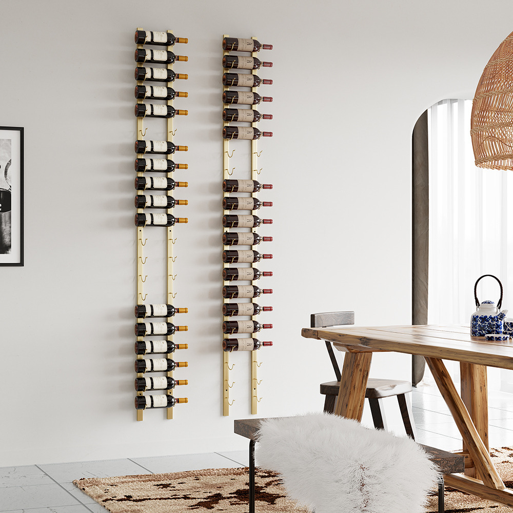 Modern Gold Wall Mounted Wine Bottle Rack 21Bottle Metal Wine Rack by Homary