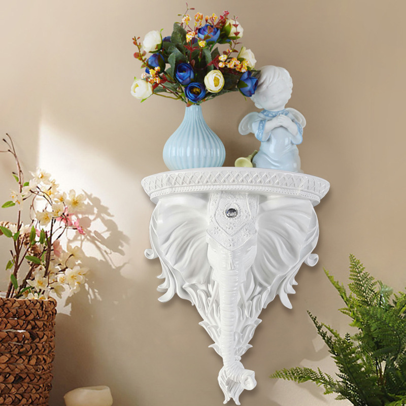 Photo inspiration: Artistic Wall Shelves Reference: 3D Traditional White Resin Elephant Wall Mounted Shelves Floating Art