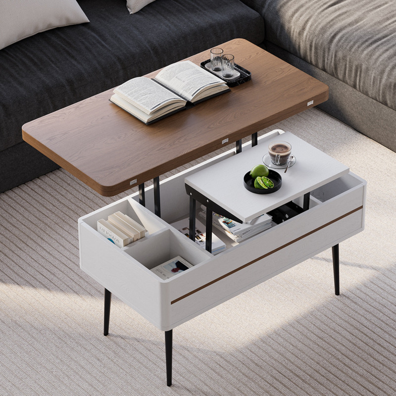 Modern Multifunctional Coffee Table Extendable with Storage & Lift Top