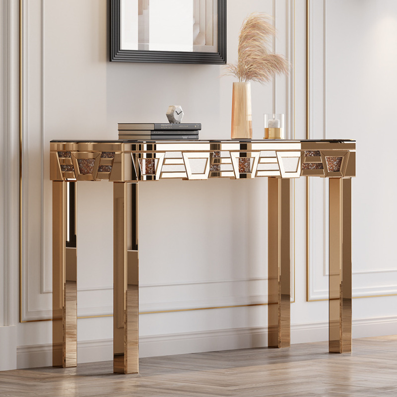1200mm Modern Mirrored Console Table Rectangular Gold Entryway Table by ...