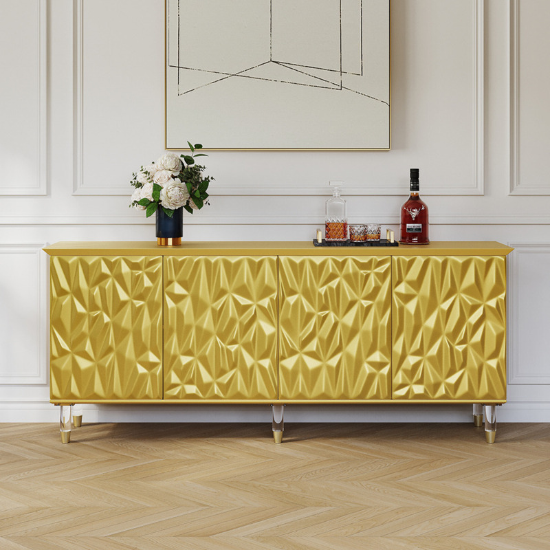 1800mm Gold Sideboard Buffet with Door Modern Carved Storage Credenza